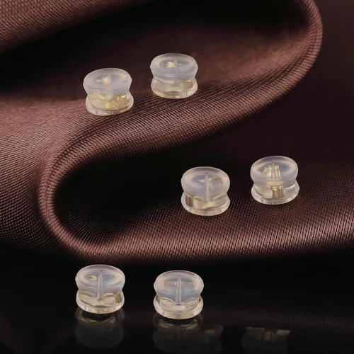 Miniatura 6 de Parte trasera de silicona para aretes, de silicona de oro de 18 quilates para tachuelas/orejas caídas, cierre seguro para aretes pesados, no irrita