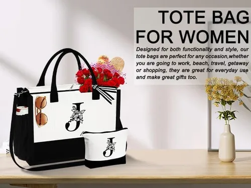 Miniatura 7 de Regalos de cumpleaños para mujeres y ella, bolsa de lona con monograma, bolsa de maquillaje, regalos personalizados para profesores, amigas