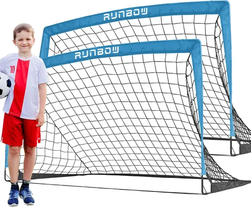 Miniatura 25 de Portería de fútbol para patio trasero, red de fútbol plegable portátil de 5 x 3 pies con bolsa de transporte para niños y adultos