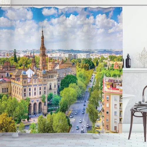 Miniatura 158 de set de cortina para baño decorativa de tela de poliéster con ganchos