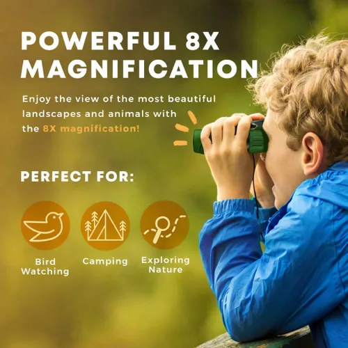 Miniatura 37 de Binoculares para niños – Juguete perfecto para niños pequeños y niñas – Juego extenso que incluye lupa y brújula – Potente aumento 8 x 21 – niños