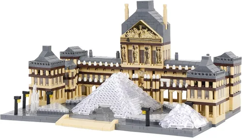 Juego de bloques de construcción micro de Louvre de arquitectura, 3377 piezas de fama mundial modelo arquitectónico, juguetes educativos ladrillos
