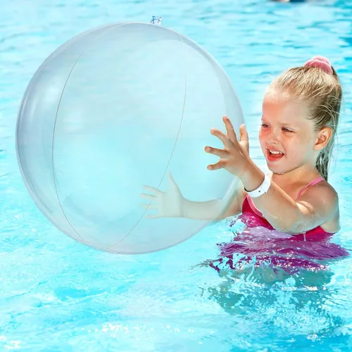 Miniatura 6 de Zhanmai 8 bolas inflables transparentes de playa de 16 pulgadas y 24 pulgadas para piscina, globos flotantes bajo el mar, decoraciones de fiesta