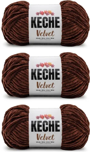 Miniatura 66 de Keche Hilo de terciopelo para ganchillo, manta de felpilla suave, voluminosa, hilo amigurumi, 3.53 oz (132 yardas), color azul bebé