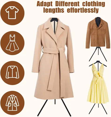 Miniatura 3 de Paquete de 2 soportes de exhibición ajustables para camisas de 32 a 63 pulgadas, soporte plegable de metal para torso con base de trípode resistente