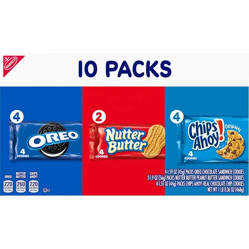 Miniatura 14 de Nabisco Paquete Variado de Galletas, OREO, Nutter Butter, CHIPS AHOY!, 40 Paquetes de Bocadillos (4 Galletas por Paquete, 4 Cajas)