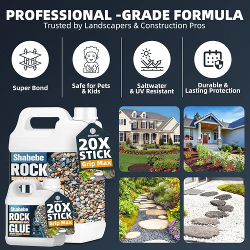 Miniatura 2 de Pegamento para Rocas para Paisajismo - Pegamento para Mantillo de 2 Galones con Grip Max para Fuerte Adhesión de Rocas, Grava y Mantillo, Duradero