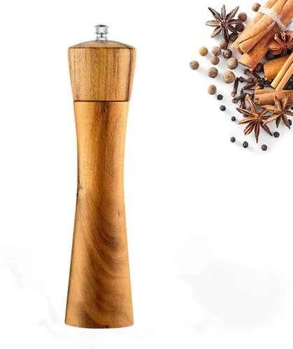 Molinillo de sal y pimienta de madera, molinillo de sal manual de madera, molinillo de pimienta, recargable, con rotor de cerámica de grosor