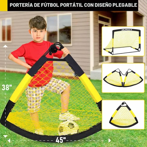 Miniatura 8 de Portería de fútbol, juego de porterías de fútbol para niños para patio trasero, paquete de 2 redes de fútbol portátiles desplegables con pelota