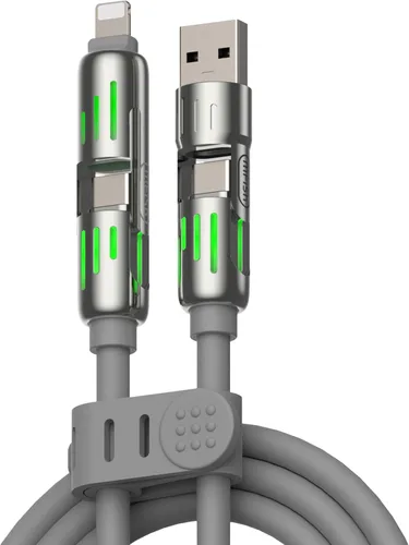 Miniatura 17 de MFish Cable de carga USB 4 en 1 con funda de transporte, cable de carga rápida de 240 W, USB-A y USB-C dual a USB-C/Lightning, para iPhone Negro