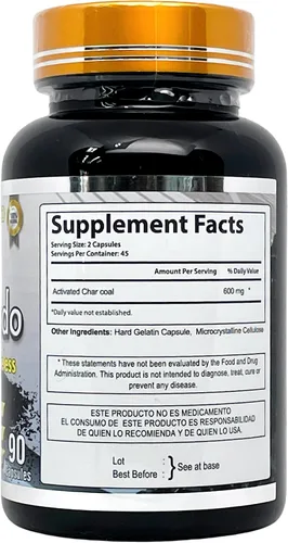 Miniatura 2 de Carbón Activado Sin Olor y Sin Sabor (Carbón Activado) 600mg 90 Cápsulas