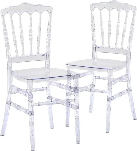 Miniatura 7 de KAIHAOWIN Chiavari - Silla de comedor de acrílico transparente Morden para eventos, bodas, fiestas, recepción, transparente