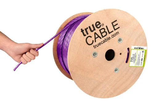 Miniatura 20 de TRUE CABLE Cable Ethernet a granel de elevación blindada Cat6A, 1000 pies, azul, cobre sólido desnudo 23 AWG, 750 MHz, F/UTP, PoE++ 100 W