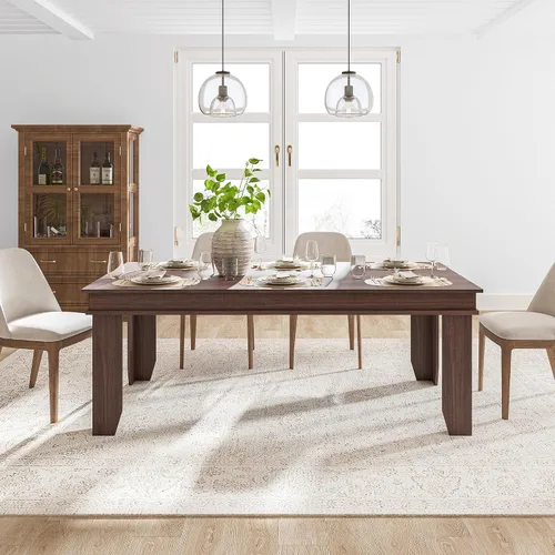 Miniatura 18 de GarveeHome Mesa de comedor de granja para 6-8 personas, mesas de cocina de 71 pulgadas de largo con marco resistente de madera, mesa rectangular