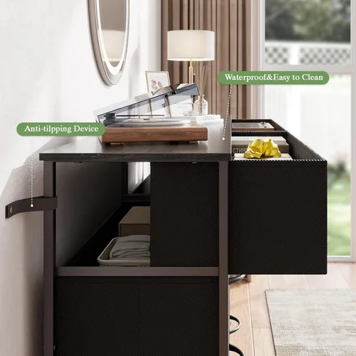 Miniatura 8 de Furnulem Cómoda ancha con 8 cajones de tela, centro de entretenimiento de TV con almacenamiento para TV de 55 pulgadas, cómoda grande