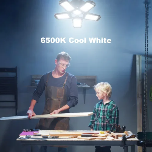 Miniatura 6 de [Actualizada] Luz LED de garaje, equivalente a 400 vatios 6500K, luz LED blanca fría de área luz de día, base media E26/E27, para fábrica al aire