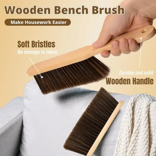 Miniatura 2 de 2 Piezas Cepillo de Polvo de Madera Escoba de Mano Cepillo de Banco con Mango Largo de Madera Cepillo de Batir Cepillo de Cerdas Suave para Limpieza