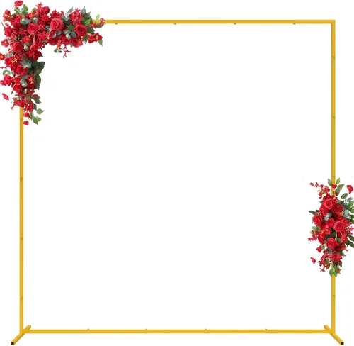 Miniatura 9 de Fondo de arco de boda de 6.6 x 4 pies, soporte cuadrado dorado para arco de globos de metal, marco rectangular para fiesta de cumpleaños, baby