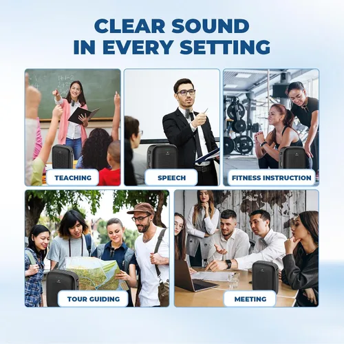 Miniatura 8 de Amplificador de voz con micrófono inalámbrico de solapa, megáfono personal para profesores, mini sistema PA Bluetooth portátil de 15 W y micrófono