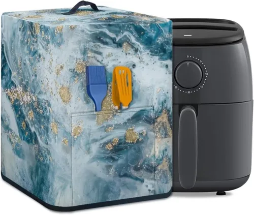 Cubierta antipolvo para horno freidora de aire con asa y bolsillo, fácil de limpiar, protección contra el polvo, resistente al calor, funda para