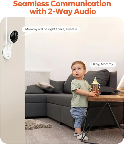 Miniatura 6 de owltron Cámara de seguridad interior 2K, cámaras WiFi de 2.4 GHz para seguridad en el hogar, cámara de monitor de bebé con detección de Blanco