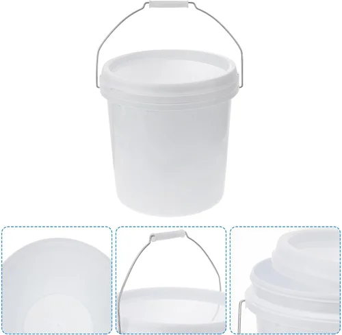 Miniatura 7 de Homoyoyo Cubo de agua de plástico blanco Mango portátil para uso doméstico Almacenamiento para actividades al aire libre y tareas domésticas