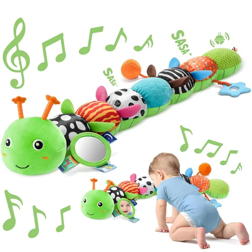 Miniatura 13 de Sumobaby juguetes musicales de peluche para bebés de 0-3-6-12 meses, juguetes multisensoriales con crujido y sonajeros, juguetes para tiempo boca