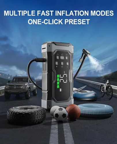 Miniatura 3 de Arrancador integral de 9000 A con compresor de aire/desinflador de 150 PSI, amplificador portátil de 12 V para automóvil