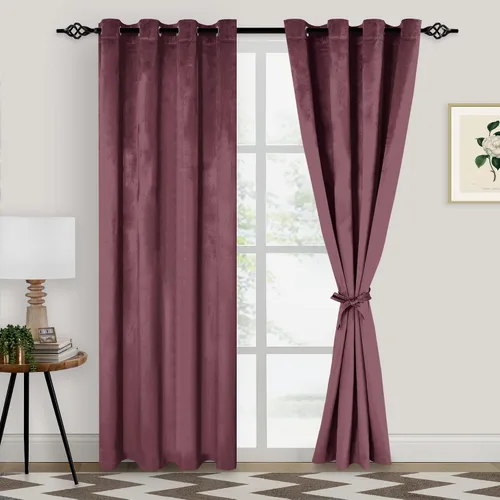 Miniatura 67 de XWZO Cortinas de terciopelo azul de 63 pulgadas de largo, elegantes cortinas de lujo suaves para sala de estar, aislamiento térmico, oscurecimiento