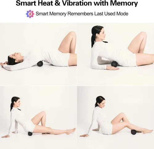 Miniatura 2 de Bola de masaje vibratoria con calor, 7 modos, memoria, liberación miofascial, bola de recuperación muscular de tejido profundo para masaje de puntos