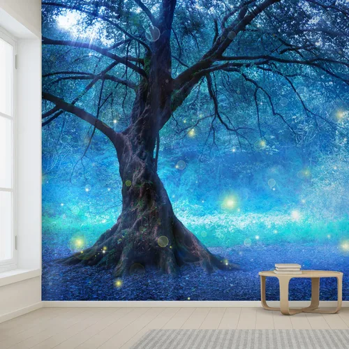 Miniatura 2 de wall26 Mural de pared extraíble de árbol de hadas en bosque místico, papel tapiz grande autoadhesivo - 100 x 144 pulgadas Obra de Arte-x-c964