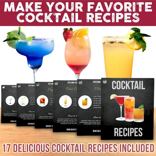 Miniatura 7 de Vaso medidor de acero inoxidable coctelera para Martini Cresimo, 24 onzas y con libro virtual de recetas para cóctel (4 piezas).
