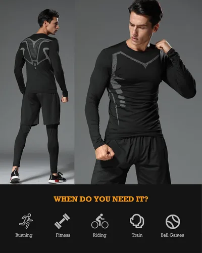 Miniatura 5 de BOOMCOOL 5 piezas de ropa de gimnasio para hombres, conjuntos de entrenamiento