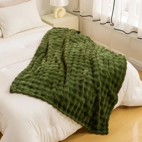 Miniatura 16 de YUSOKI - Manta de forro polar 3D con burbujas Felpa ultrasuave y esponjosa de 13.44 oz/m² Manta ligera y acogedora para sofá cama Para todas