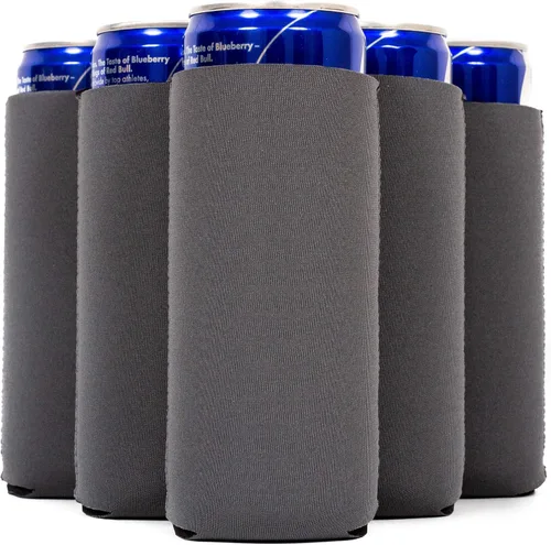 Miniatura 24 de QualityPerfection Fundas delgadas para enfriar latas, cerveza/energía (paquete de 6) para bebidas en blanco, 12 onzas, alta calidad, 0.157 in
