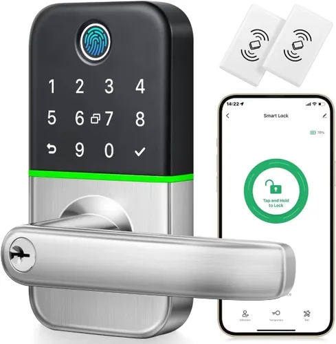 Cerradura de Puerta Inteligente con Teclado y Manija: Cerradura de Puerta de Entrada sin Llave Kucacci - Cerradura Inteligente para Puerta Principal