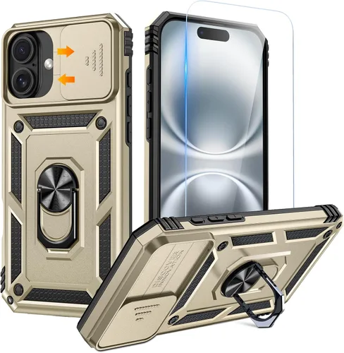 Miniatura 17 de Goton Funda para iPhone 14 Plus con Protector de Pantalla - Funda con Cubierta Deslizante para Cámara con Soporte de Anillo, Resistente de Grado
