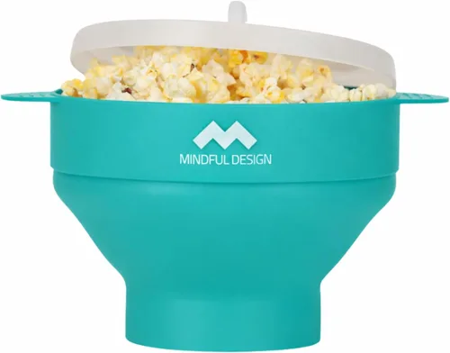 Miniatura 7 de El Original Mindful Design Popcorn Popper para Microondas - Cuenco de Silicona, Sin BPA y Apto para Lavavajillas (Azul Claro)