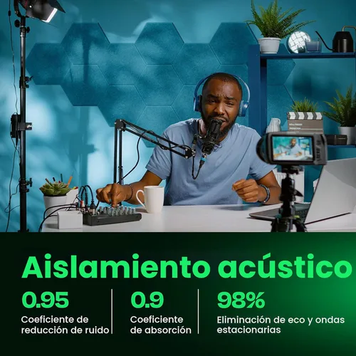 Miniatura 3 de Paneles acústicos, paquete de 12 paneles de pared insonorizados de 12 x 10.4 x 0.4 pulgadas, paneles de amortiguación de sonido de alta densidad