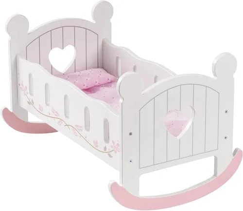 ROBUD Cuna de madera para muñecas, juguetes de cama de muñeca, se adapta a accesorios de muñeca de hasta 18 pulgadas