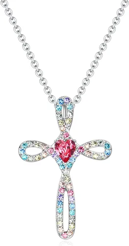 luomart Collar de cruz para mujeres y hombres, signo de la paz, collares de alas de ángel, regalos de joyería para niñas, Estrás, Diamantes de