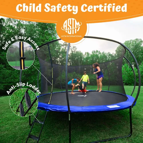 Miniatura 6 de Jumpzylla - Cama elástica recreativa para niños, con red de seguridad, escalera y revestimiento antioxidante, de 8, 10, 12, 14, 15 y 16 pies