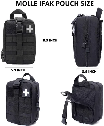 Miniatura 6 de Kit de Trauma Ifak, 74 Piezas de Suministros Tácticos de Primeros Auxilios Mejorados, Bolsa Molle Ifak Rip Away Suministros de Repuesto para Negro