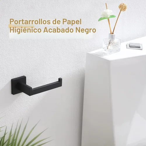 Miniatura 8 de KOKOSIRI Portarrollos de papel higiénico negros para baño Portarrollos de papel higiénico SUS304 acero inoxidable contemporáneo montado en la pared