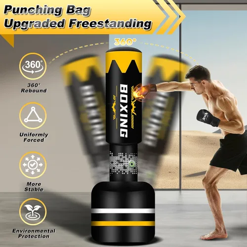 Miniatura 7 de Upgrated Standing Punching Bag for Adults with Automatic Built in Air Pump, 69'' Heavy Bag Boxing Equipment with 12OZ Gloves Kicking Bag for