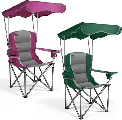 Miniatura 9 de Northroad Sillas de camping plegables con toldo y silla de playa con portavasos, reposabrazos y bolsa de transporte para viajes al aire libre, Negro