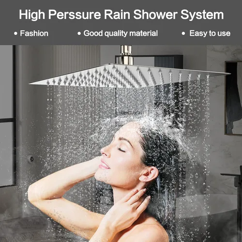 Miniatura 3 de Sistema de ducha de lluvia, juego de grifo de ducha de 12 pulgadas con boquilla de bañera, juego de grifos de ducha de cascada montado en la pared