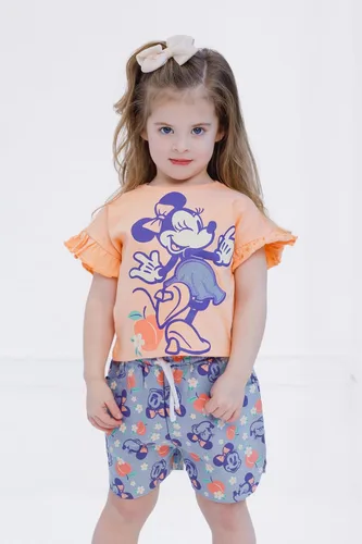 Miniatura 68 de Disney Minnie Mouse - Conjunto de camiseta floral arcoíris y pantalones cortos de cambray, tallas de bebé a niño grande (12 meses - 14-16)