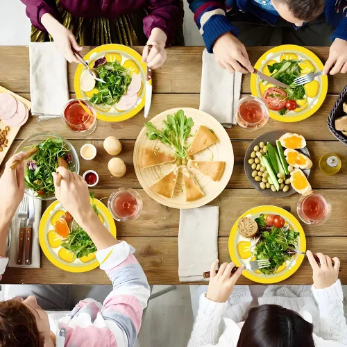 Miniatura 4 de Platos de papel de limón – 32 platos desechables de fiesta de limón de 9 pulgadas, platos de postre de ensalada de frutas cítricas amarillas