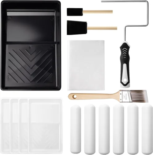 Miniatura 8 de Kit de rodillo de pintura Mister Rui, paquete de 9 unidades de rodillo de pintura de espuma de alta densidad de 15 cm, bandeja de pintura con forro